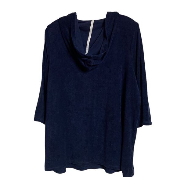 ANYBODY Baby Terry Hoodie with Lace-Up Tie Front - Picture 5 of 9